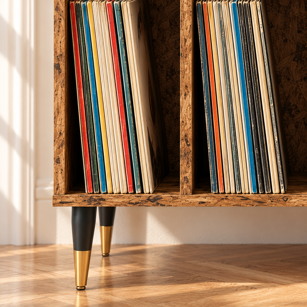Meuble platine vinyle 100 cm, 6 compartiments | Norvik