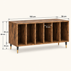 Meuble platine vinyle 100 cm, 6 compartiments | Norvik