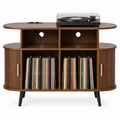 Meuble platine vinyle 110 cm, ovale, portes coulissantes | Ovrelin