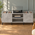 Meuble platine vinyle 121 cm, 2 bacs à disques | Kervane