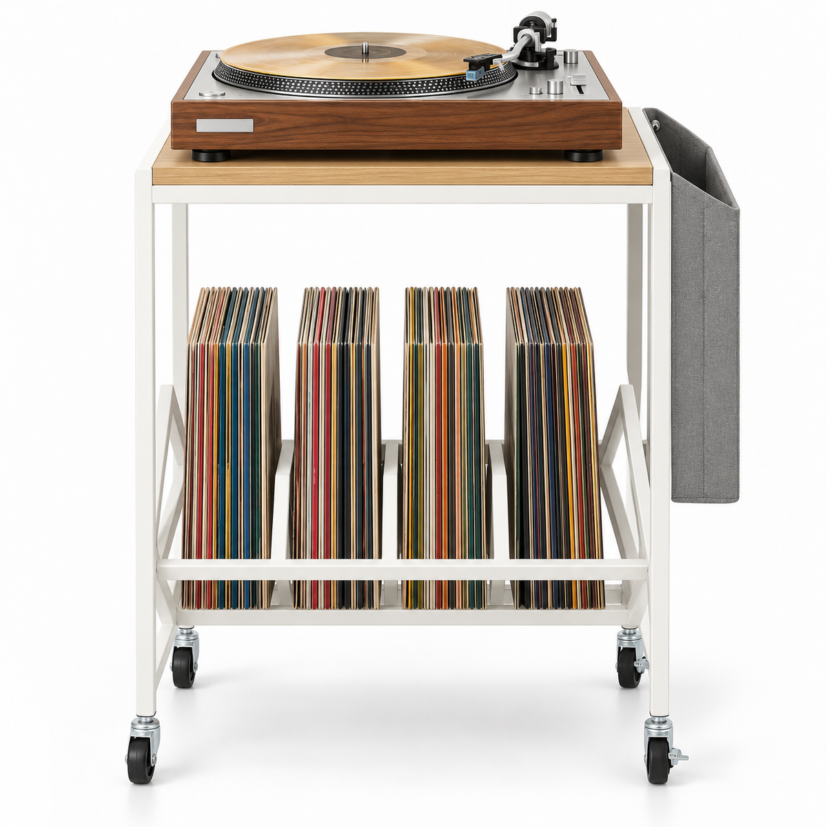 Meuble platine vinyle 43 cm, roulettes | Sarvelin