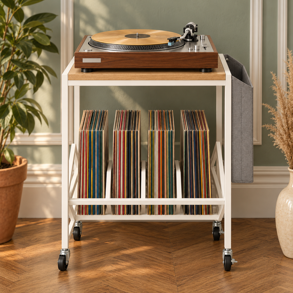 Meuble platine vinyle 43 cm, roulettes | Sarvelin