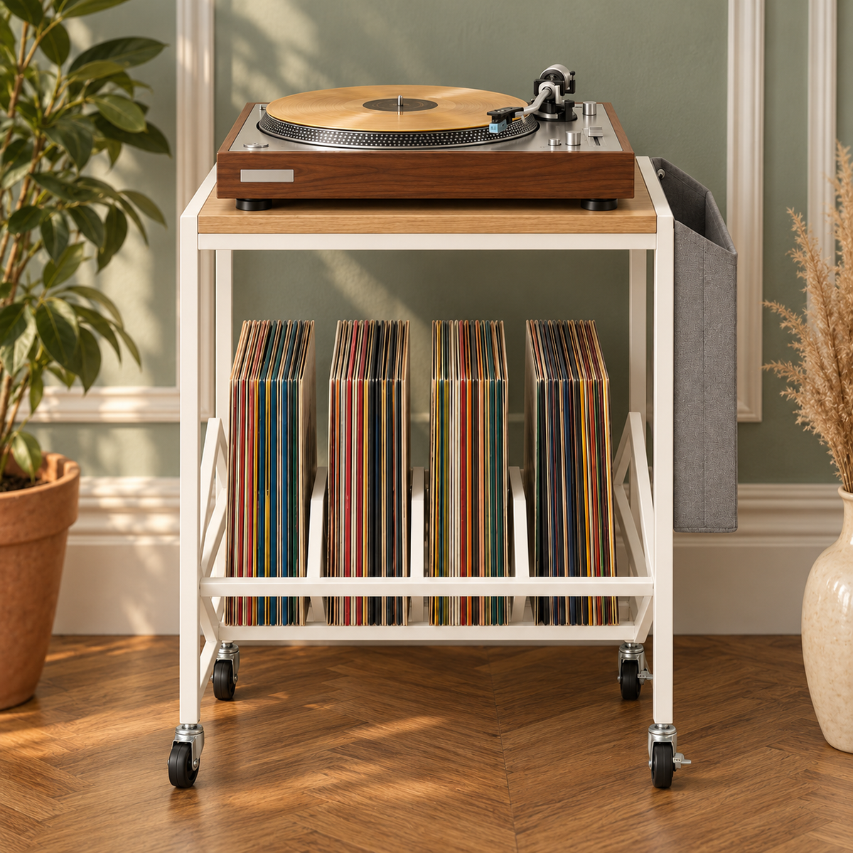 Meuble platine vinyle 43 cm, roulettes | Sarvelin