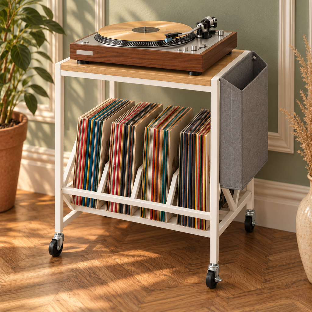 Meuble platine vinyle 43 cm, roulettes | Sarvelin
