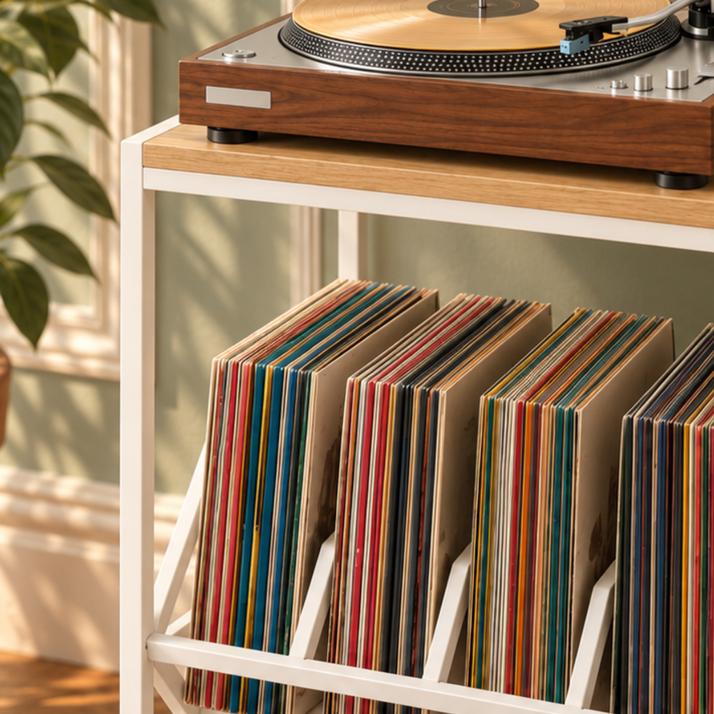 Meuble platine vinyle 43 cm, roulettes | Sarvelin