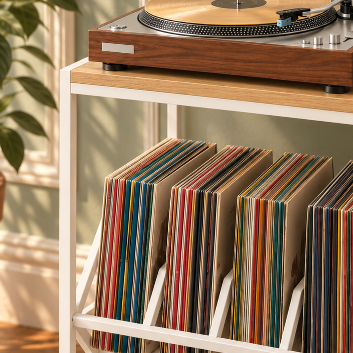 Meuble platine vinyle 43 cm, roulettes | Sarvelin