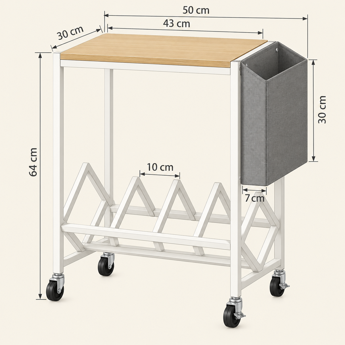 Meuble platine vinyle 43 cm, roulettes | Sarvelin