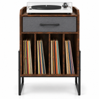 Meuble platine vinyle 45 cm, tiroir, 4 compartiments | Nelvor
