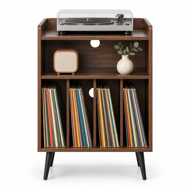 Meuble platine vinyle 52 cm, 4 compartiments | Zenvar