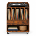 Meuble platine vinyle 52 cm, 5 compartiments | Corvane