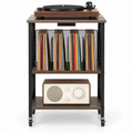 Meuble platine vinyle 52 cm, station de charge, roulettes | Mirvane