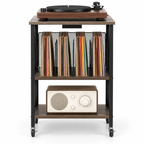 Meuble platine vinyle 52 cm, station de charge, roulettes | Mirvane