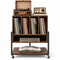 Meuble platine vinyle 54 cm, station de charge, roulettes | Roadie
