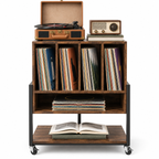 Meuble platine vinyle 54 cm, station de charge, roulettes | Roadie