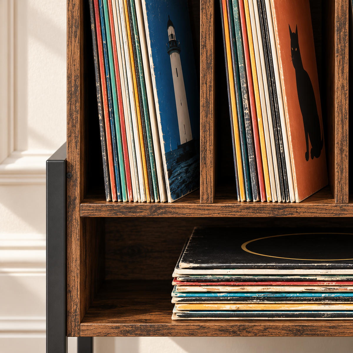 Meuble platine vinyle 54 cm, station de charge, roulettes | Roadie
