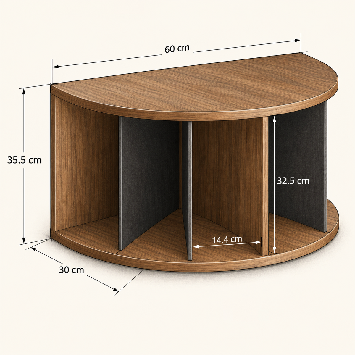 Meuble platine vinyle 60 cm, demi-lune | Hémicycle