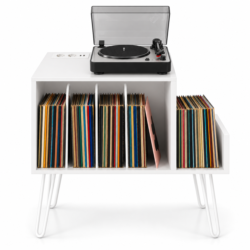 Meuble platine vinyle 66 cm, station de charge | Pelvane