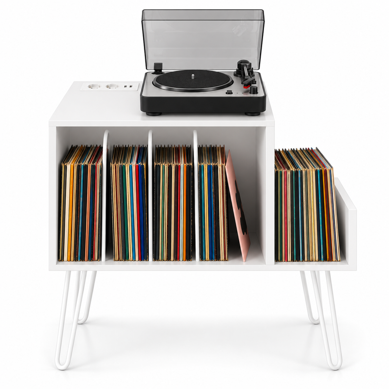 Meuble platine vinyle 66 cm, station de charge | Pelvane