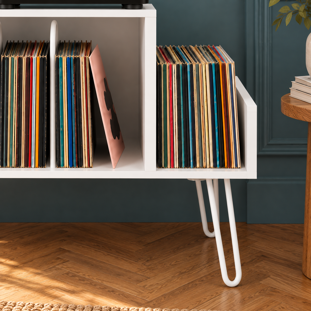 Meuble platine vinyle 66 cm, station de charge | Pelvane