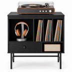 Meuble platine vinyle 70 cm, tiroir, 3 compartiments | Orvanel