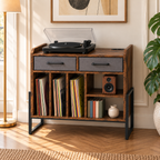Meuble platine vinyle 76 cm, 2 tiroirs, station de charge | Soravik