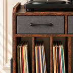 Meuble platine vinyle 76 cm, 2 tiroirs, station de charge | Soravik