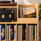 Meuble platine vinyle 80 cm, 6 compartiments | Cadence