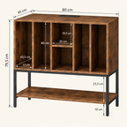 Meuble platine vinyle 80 cm, station de charge, 4 casiers | Vosmarel
