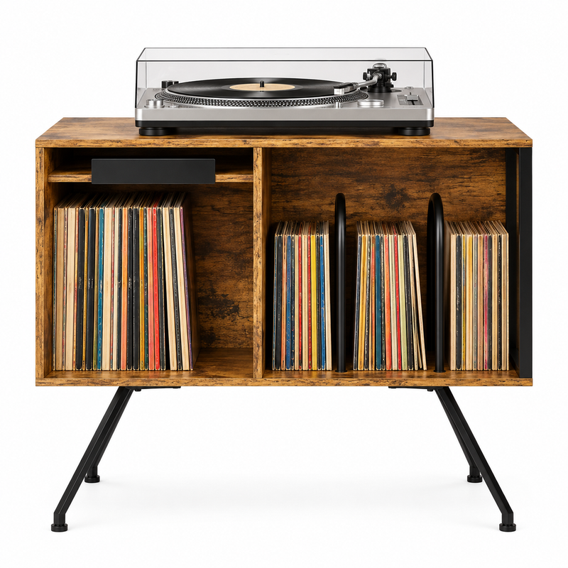 Meuble platine vinyle 80 cm, volet rabattable | Dornavel