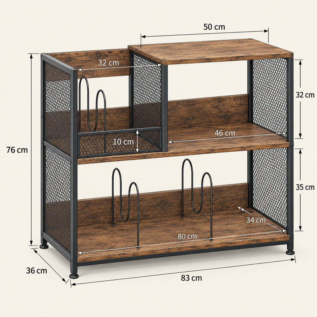 Meuble platine vinyle 83 cm, 3 niveaux | Kolvar