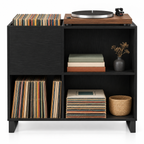Meuble platine vinyle 84,5 cm, 4 compartiments | Nevrol