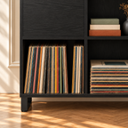 Meuble platine vinyle 84,5 cm, 4 compartiments | Nevrol