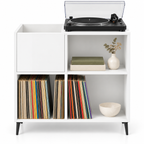 Meuble platine vinyle 84,5 cm, blanc, 4 compartiments | Aldover