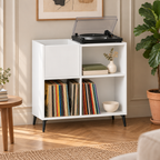 Meuble platine vinyle 84,5 cm, blanc, 4 compartiments | Aldover