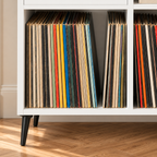 Meuble platine vinyle 84,5 cm, blanc, 4 compartiments | Aldover