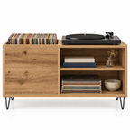 Meuble platine vinyle 85 cm, 3 compartiments | Valdor