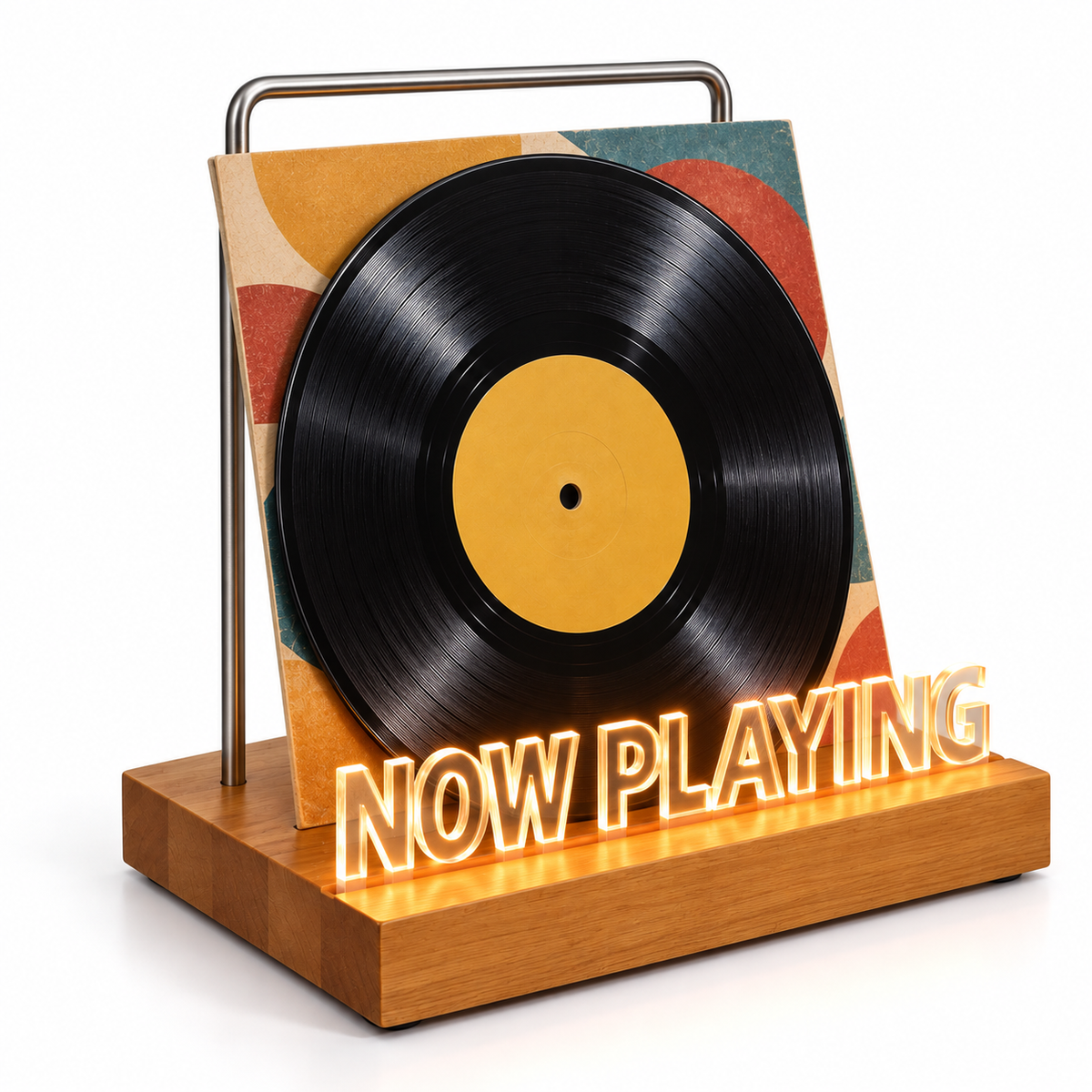 Support d’exposition lumineux vinyle 19,5 cm, bois | Lumevane