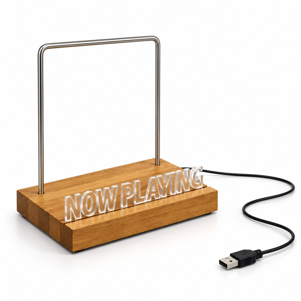 Support d’exposition lumineux vinyle 19,5 cm, bois | Lumevane