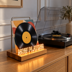 Support d’exposition lumineux vinyle 19,5 cm, bois | Lumevane