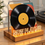 Support d’exposition lumineux vinyle 19,5 cm, bois | Lumevane