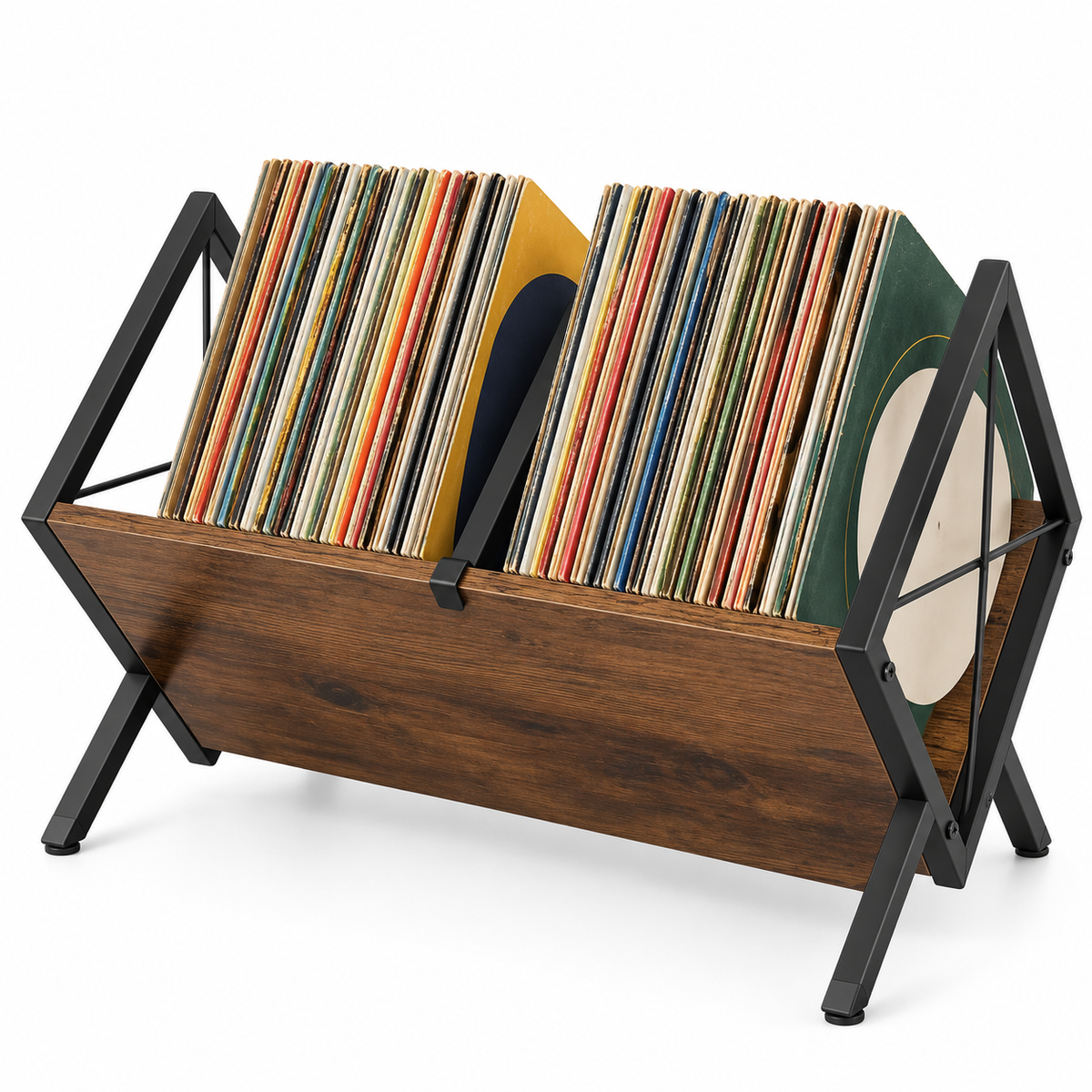 Support rangement vinyles 40 cm, métal et bois | Refrain