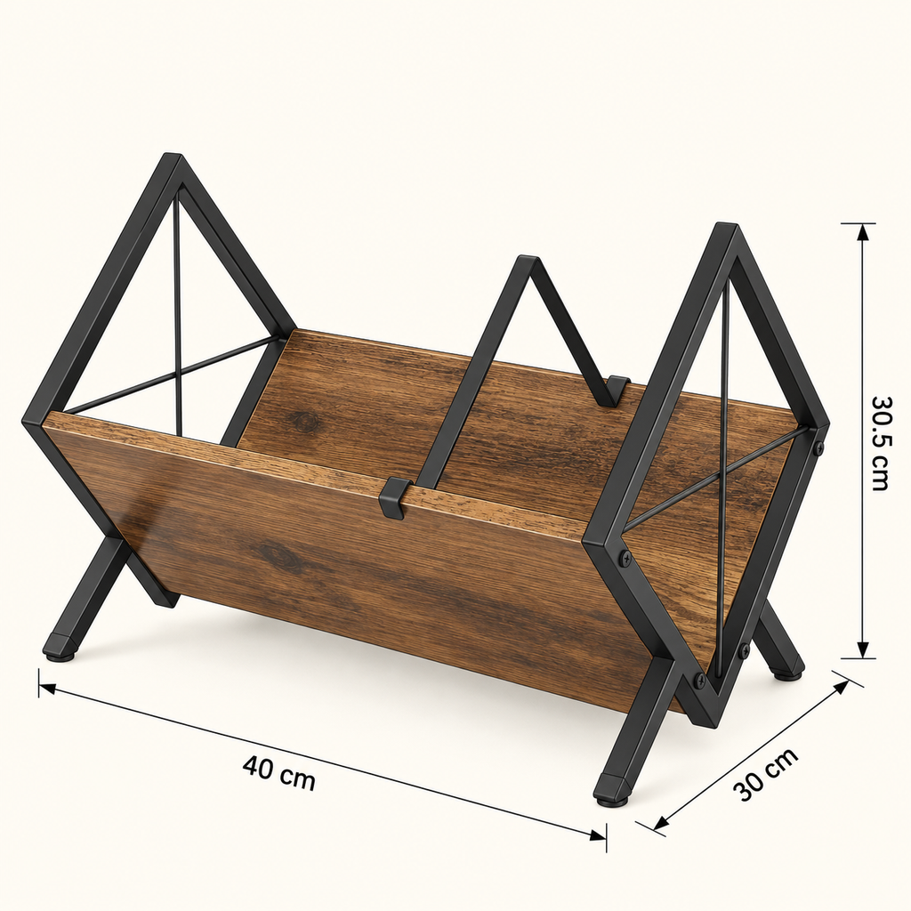 Support rangement vinyles 40 cm, métal et bois | Refrain