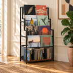 Support rangement vinyles 67 cm, métal noir | Tarvelo