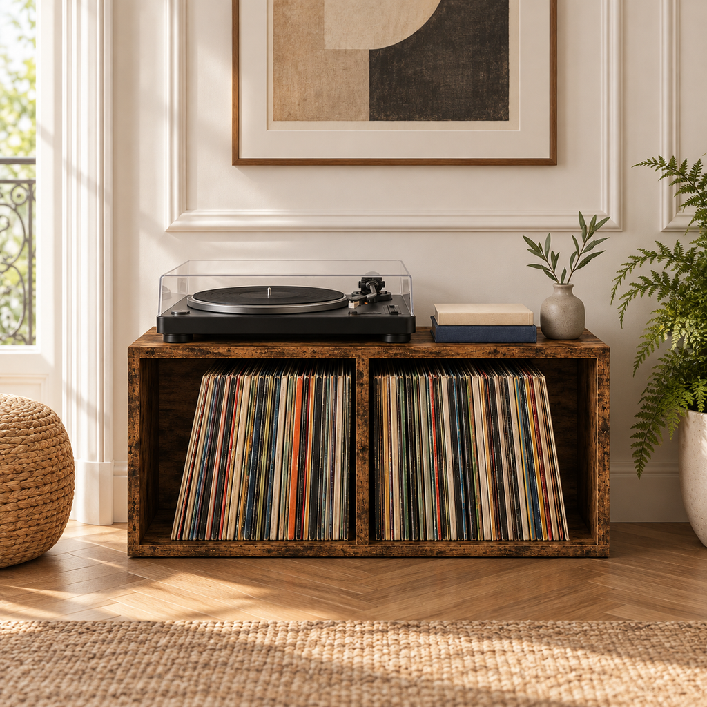 Support rangement vinyles 71 cm, 2 compartiments | Brevane