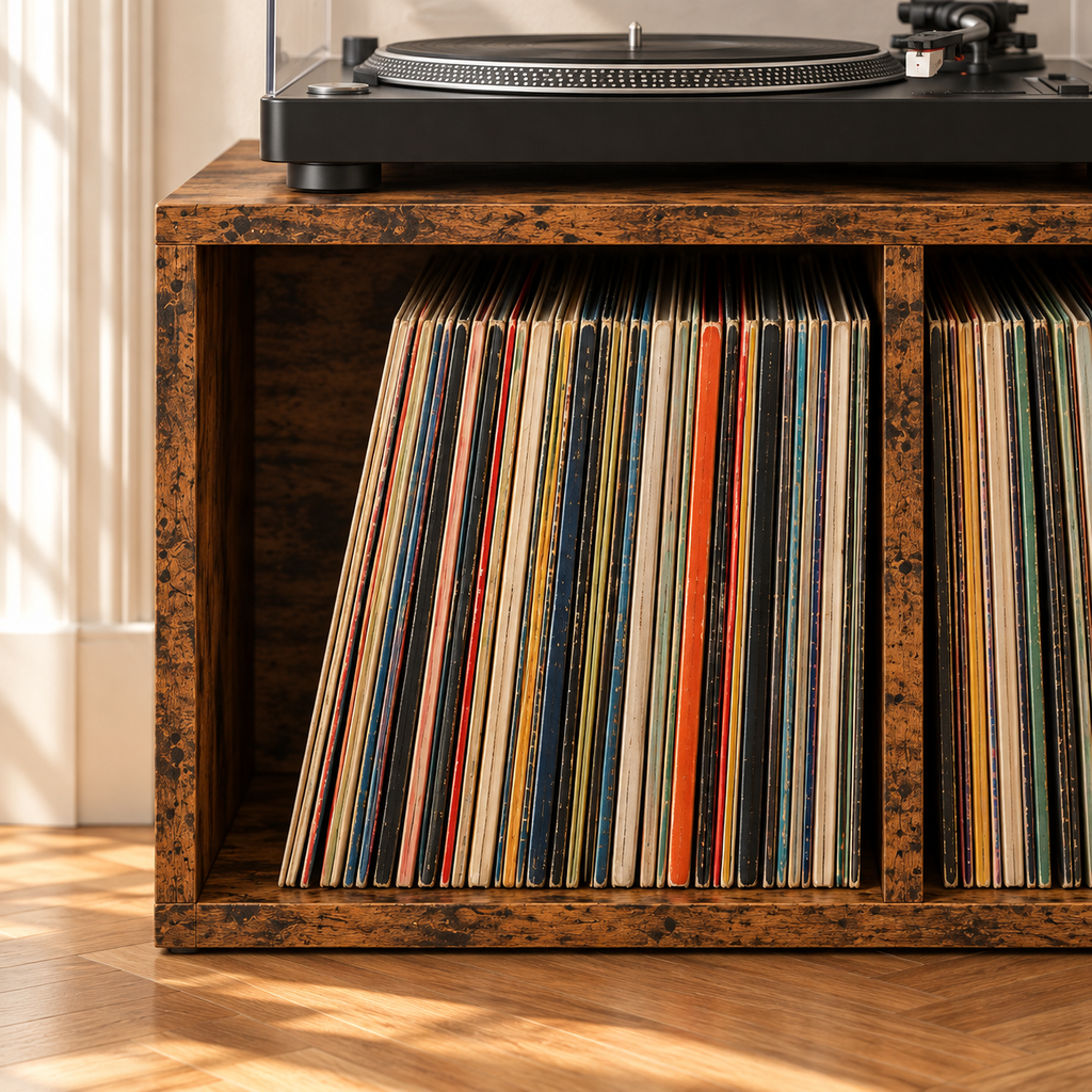 Support rangement vinyles 71 cm, 2 compartiments | Brevane