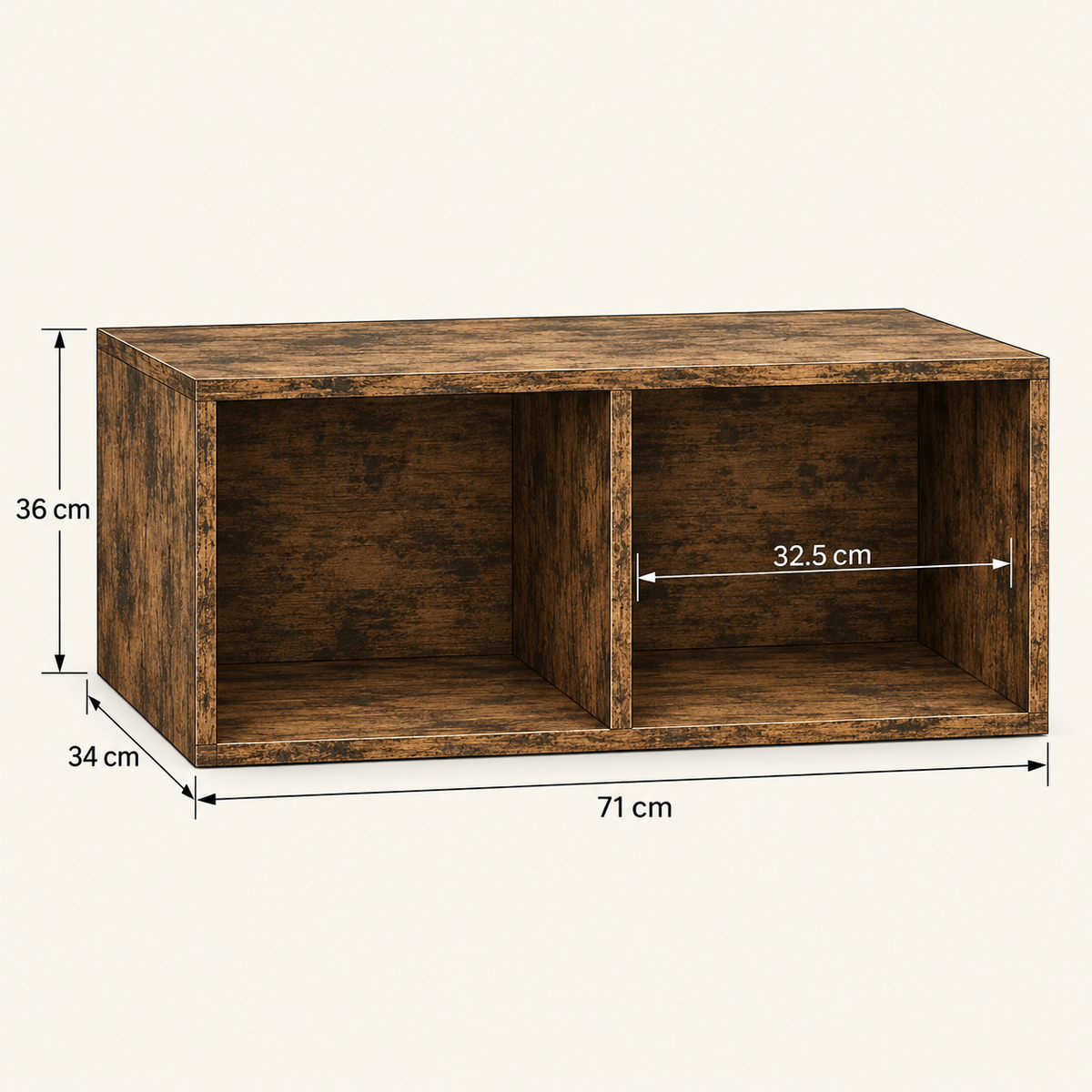 Support rangement vinyles 71 cm, 2 compartiments | Brevane