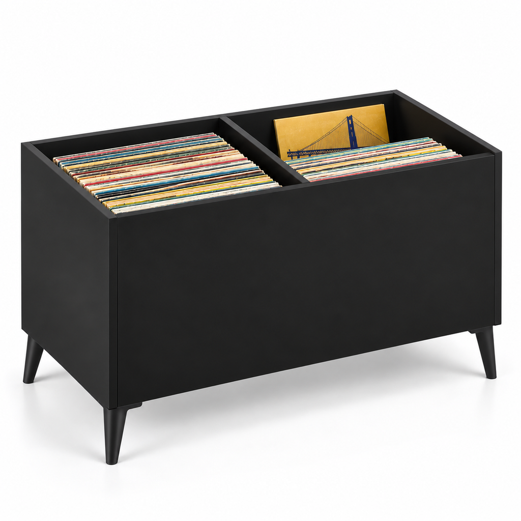 Support rangement vinyles 74,5 cm, 2 bacs | Telvane