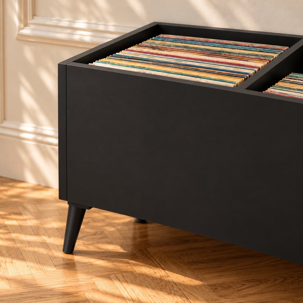 Support rangement vinyles 74,5 cm, 2 bacs | Telvane